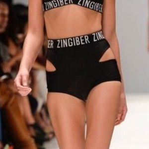 New ZINGIBER Zodiac Cutout Bikini Bottom Black Size XXXL
